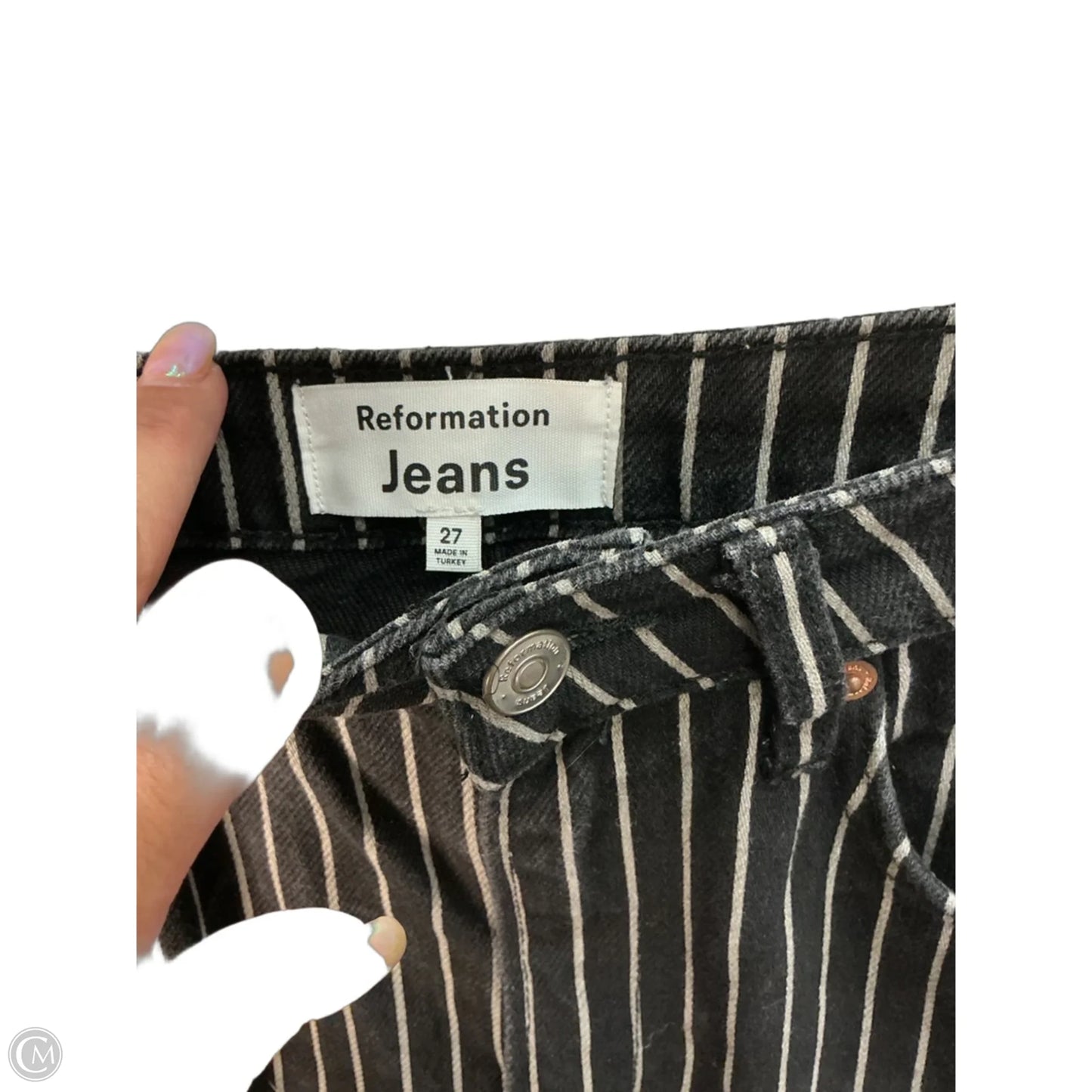Jeans Wide Leg By Reformation In Black & White, Size: 4