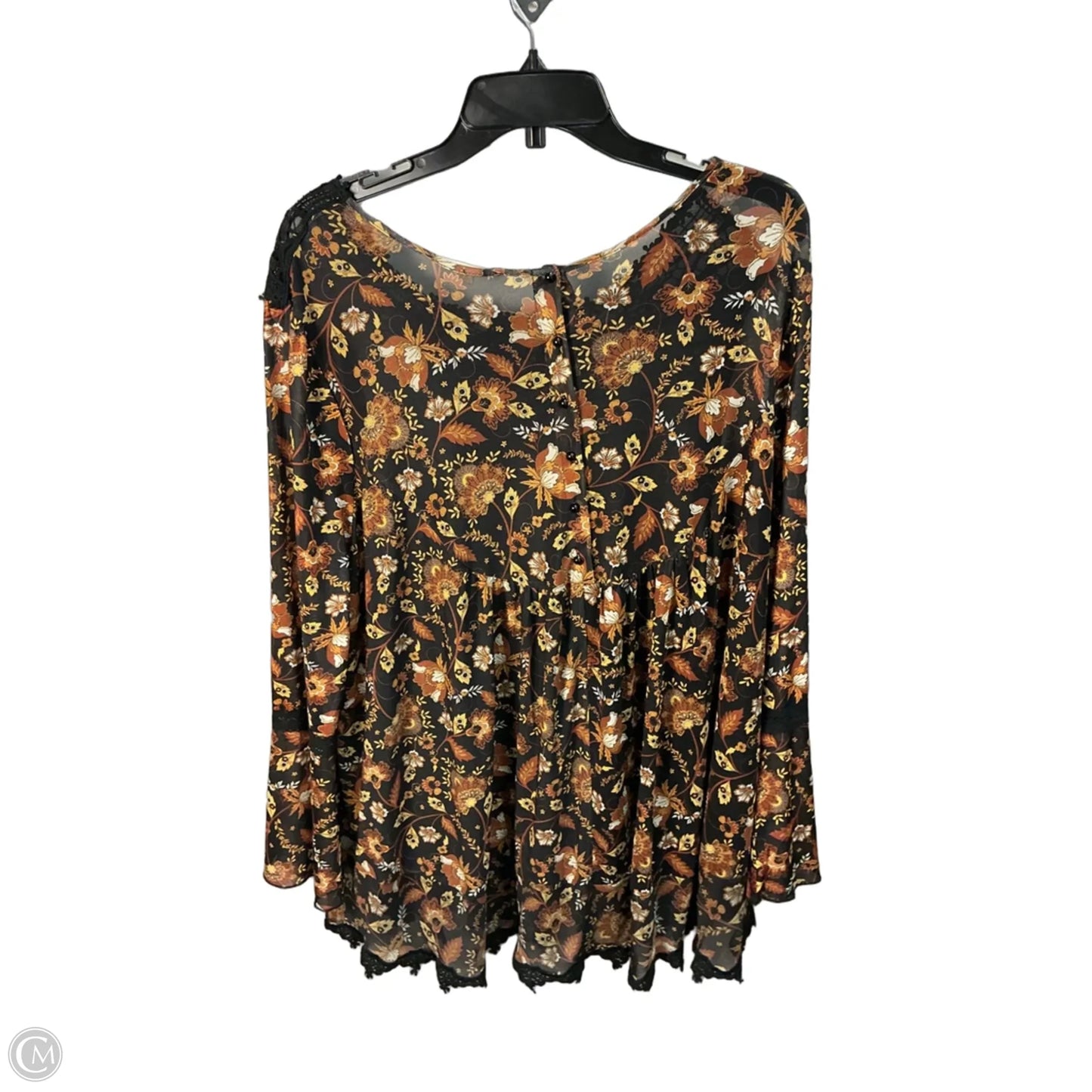 Top Long Sleeve By Indigo Thread In Black & Brown, Size: 1x