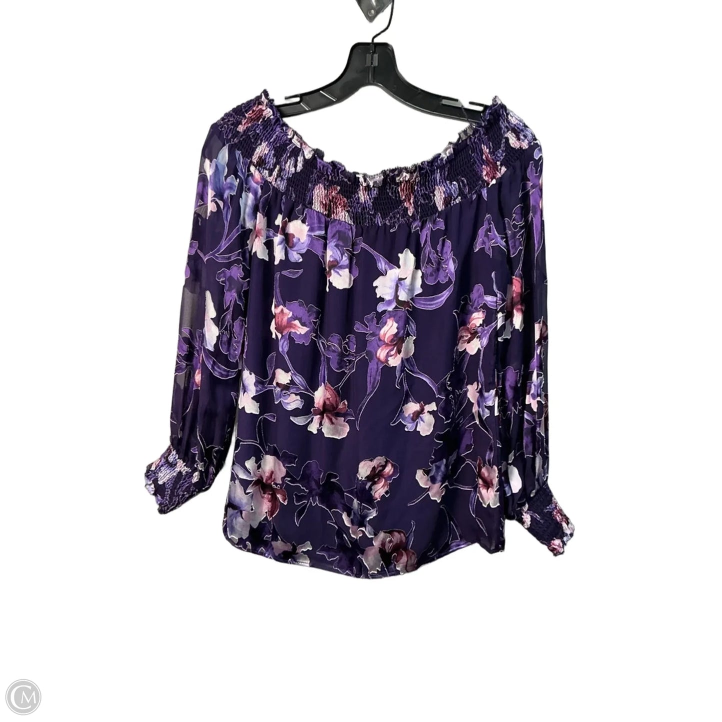 Top Long Sleeve By White House Black Market In Purple, Size: Xs