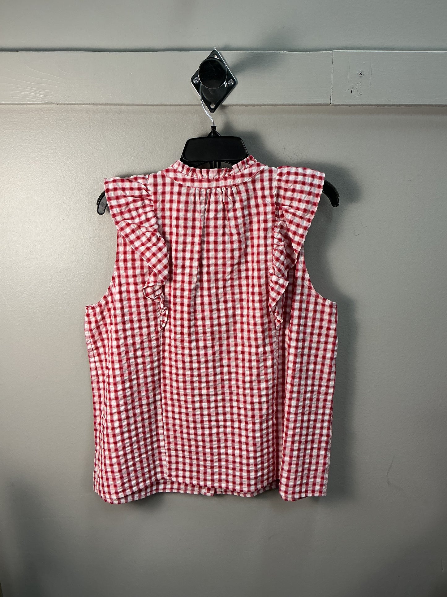 Top Sleeveless By Loft In Plaid Pattern, Size: L